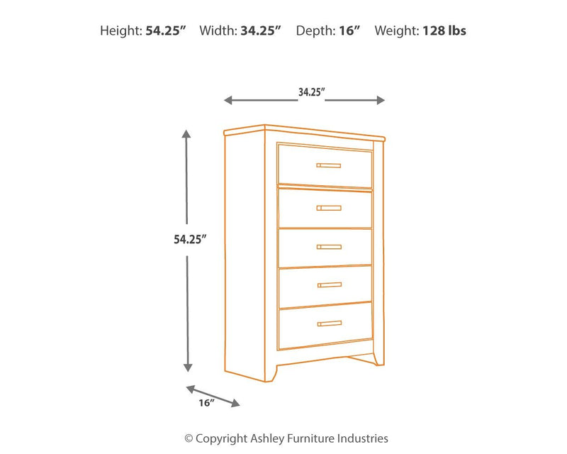 Zelen - Warm Gray - Five Drawer Chest