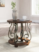 Frallyn - Round End Table - Dark Brown