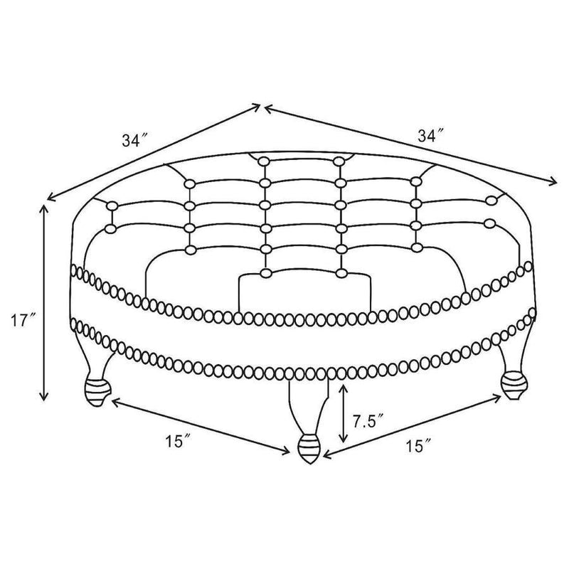 Elchin - Round Upholstered Tufted Ottoman - Oatmeal