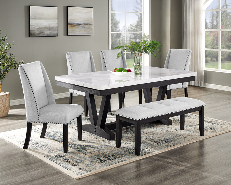 Vance - Faux Marble Dining Table - Charcoal & White
