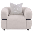 Jeanette - Fabric Upholstered Round Arm Accent Chair - Beige