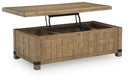 Ridgester - Lift Top Cocktail Table - Light Brown