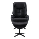 Labonita - Motion Accent Chair With Swivel & Ottoman - Black Top Grain Leather & Black