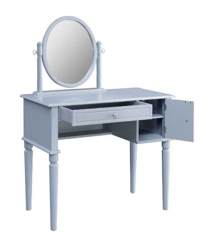 Rabila - Vanity Desk - Cream Fabric & Gray Finish