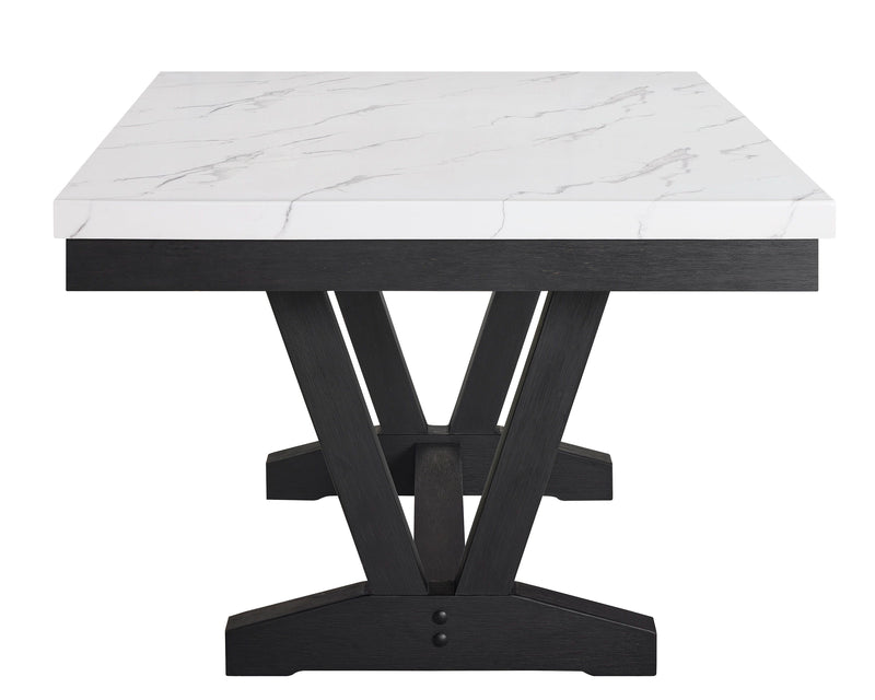 Vance - Faux Marble Dining Table - Charcoal & White