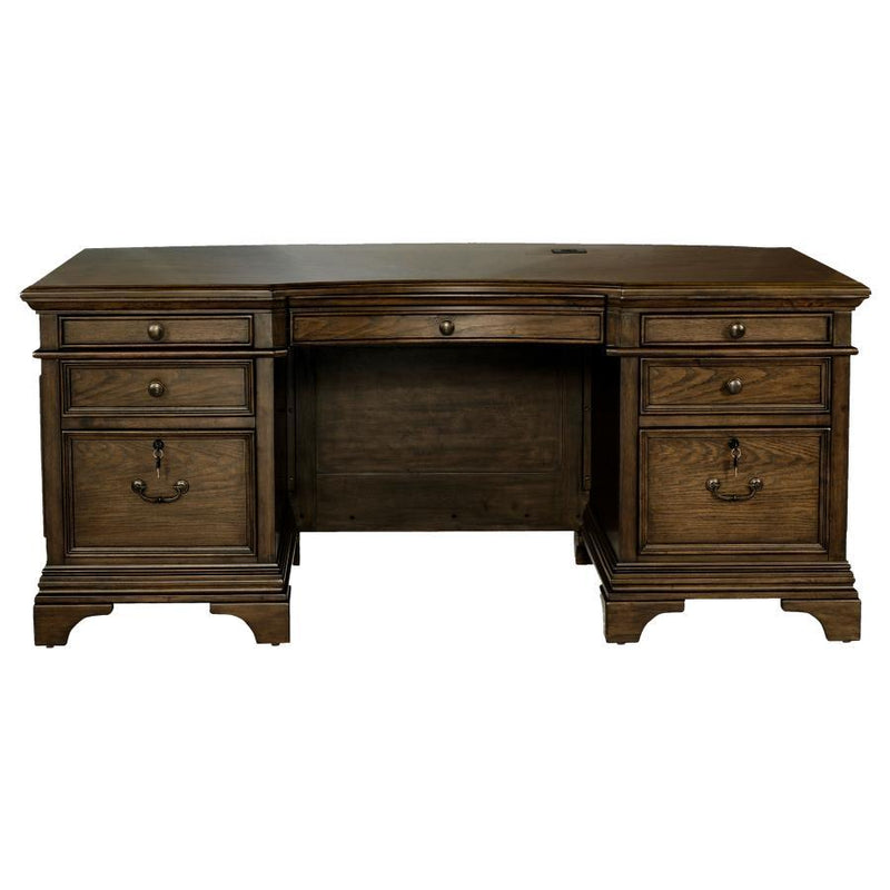 Hartshill - 7-Drawer Executive Desk - Burnished Oak