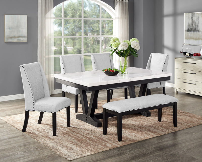 Varley - Genuine Marble Dining Table - Charcoal & White