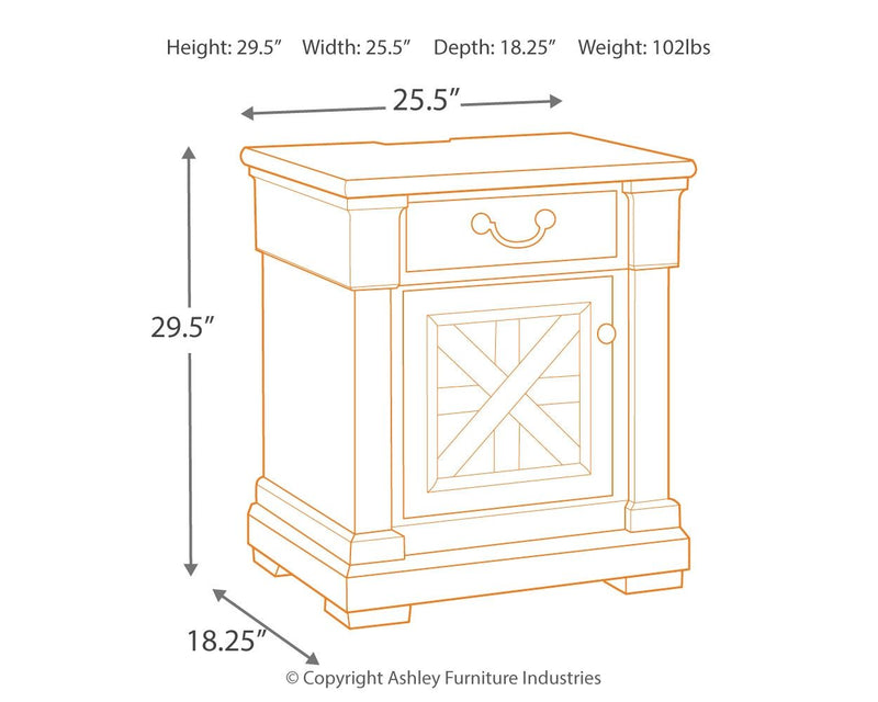 Bolanburg - Antique Brown Light - One Drawer Night Stand