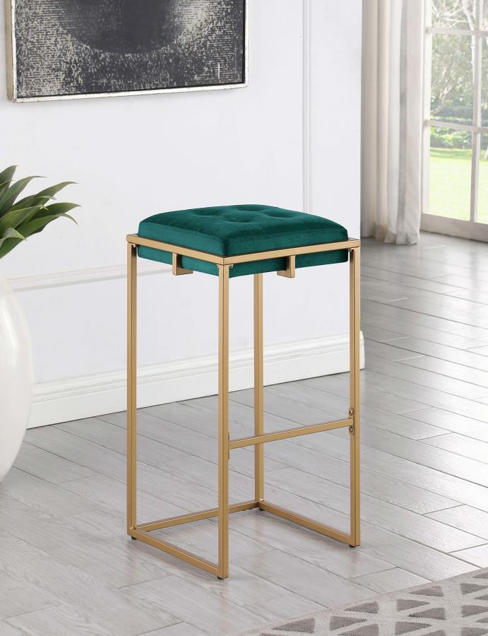 Nadia - Upholstered Backless Bar Stool (Set of 2) - Hunter Green