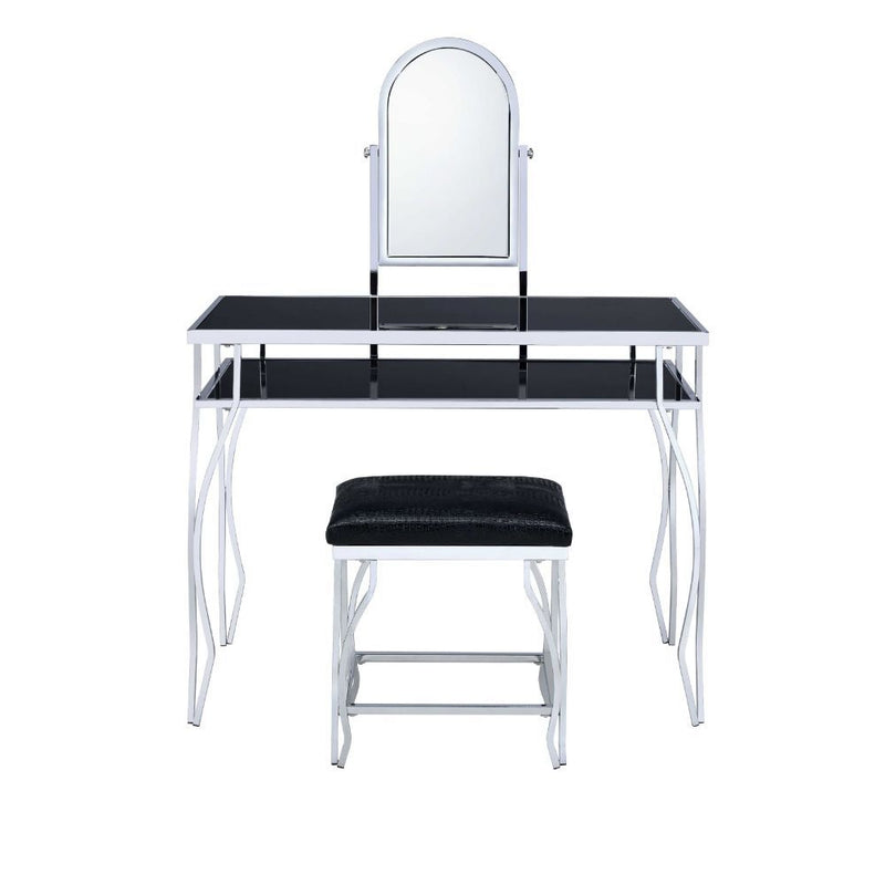 Carene - Vanity Desk - Black PU & Chrome