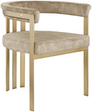 Marcello - Dining Chair With Brushed Gold Iron Frame (Set of 2) - Beige