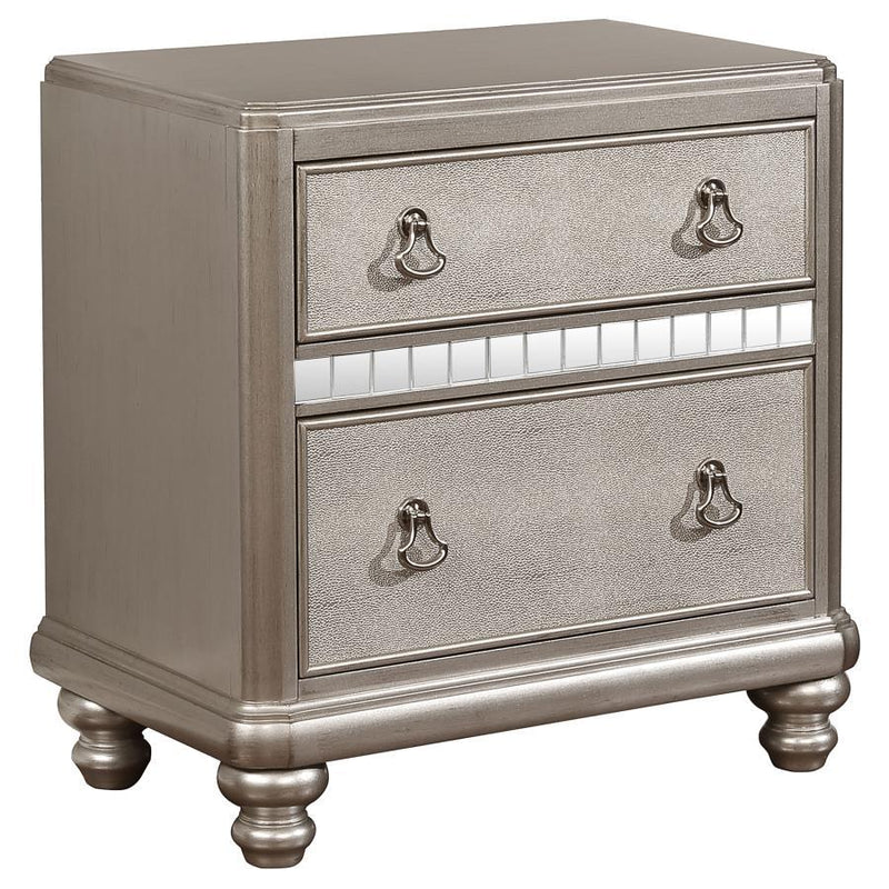 Bling Game - 2-Drawer Nightstand - Metallic Platinum