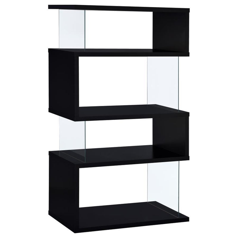 Emelle - 4-Shelf Glass Panel Bookshelf