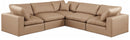 Comfy - 5 Piece Faux Leather Modular Corner Sectional - Tan