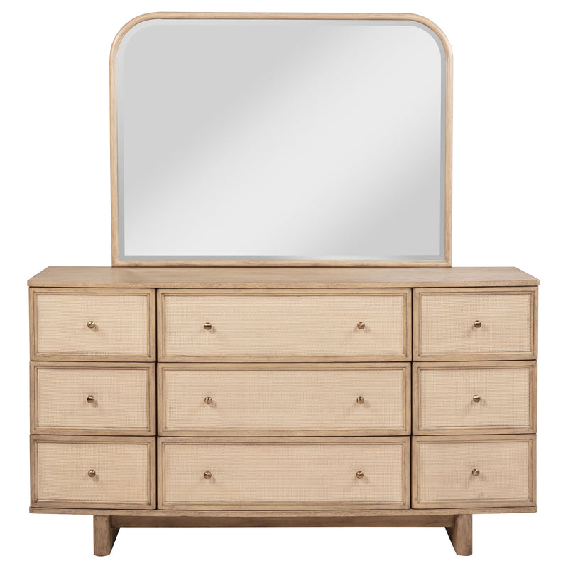 Kailani - 9-Drawer Dresser & Mirror - Beige Oak