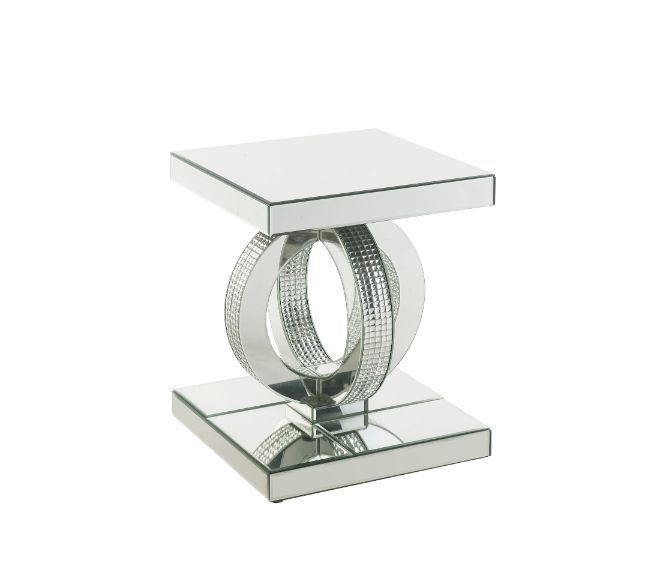 Ornat - End Table - Mirrored & Faux Square Diamonds