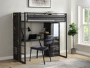 Cargo - Twin Loft Bed With Desk & Wardrobe - Gunmetal