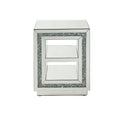 Noralie - 24"H End Table With 2 Tier Shelf - Mirrored & Faux Diamonds
