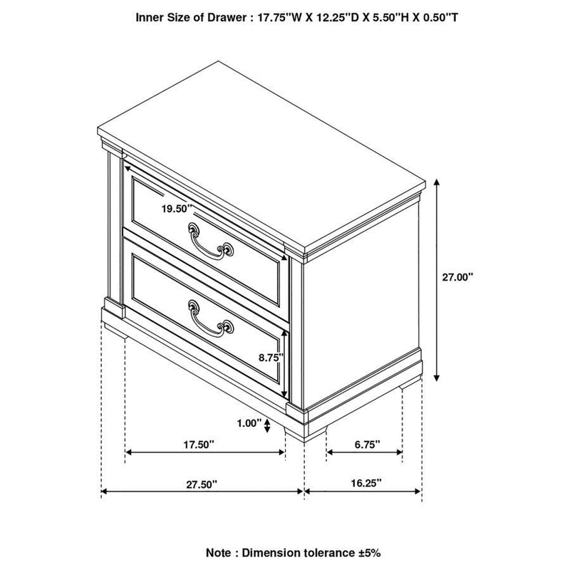 Hillcrest - 2-Drawer Nightstand - Dark Rum And White