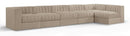 Rummi - Velvet Performance Fabric Upholstered 6 Piece Modular Sectional, L-Shaped (Right)