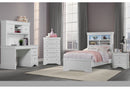 Pompei - 4 Piece Bedroom Set (Bookcase Twin Bed With Desk And Hutch, Nightstand And Chest) - White