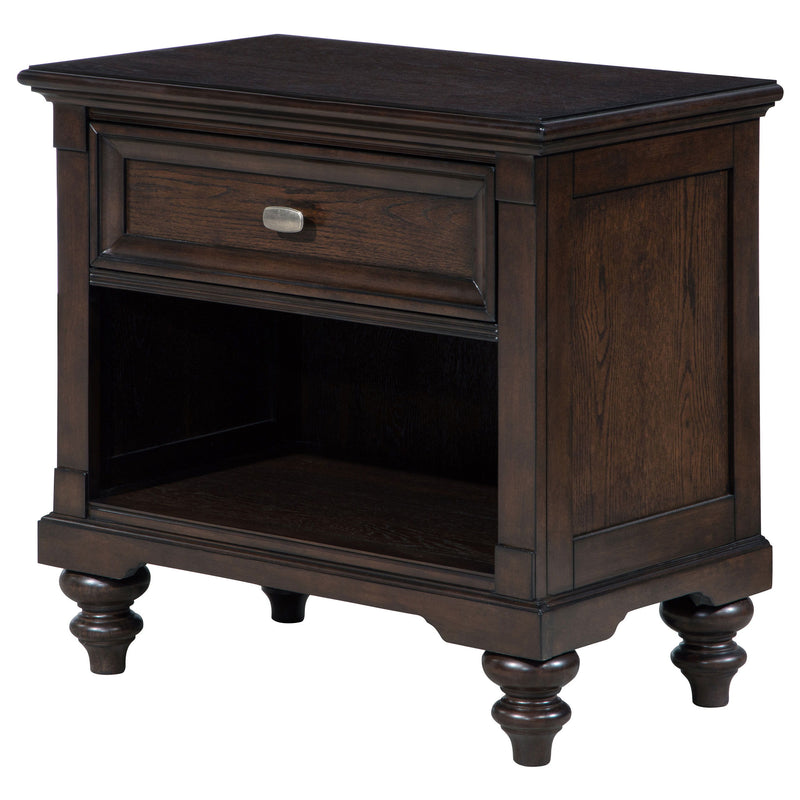 Andover - 1-Drawer Nightstand Bedside Table - Dark Oak