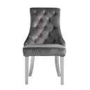 Satinka - Side Chair (Set of 2) - Gray Fabric & Mirrored Silver