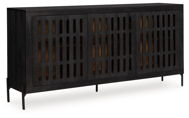 Vallisburg - Black / Natural - Accent Cabinet