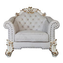 Vendome II - Chair With 2 Pillows - Two Tone Ivory Fabric & Antique Pearl