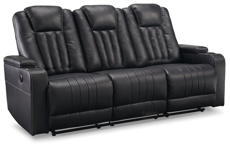 Center Point - Black - Rec Sofa W/Drop Down Table