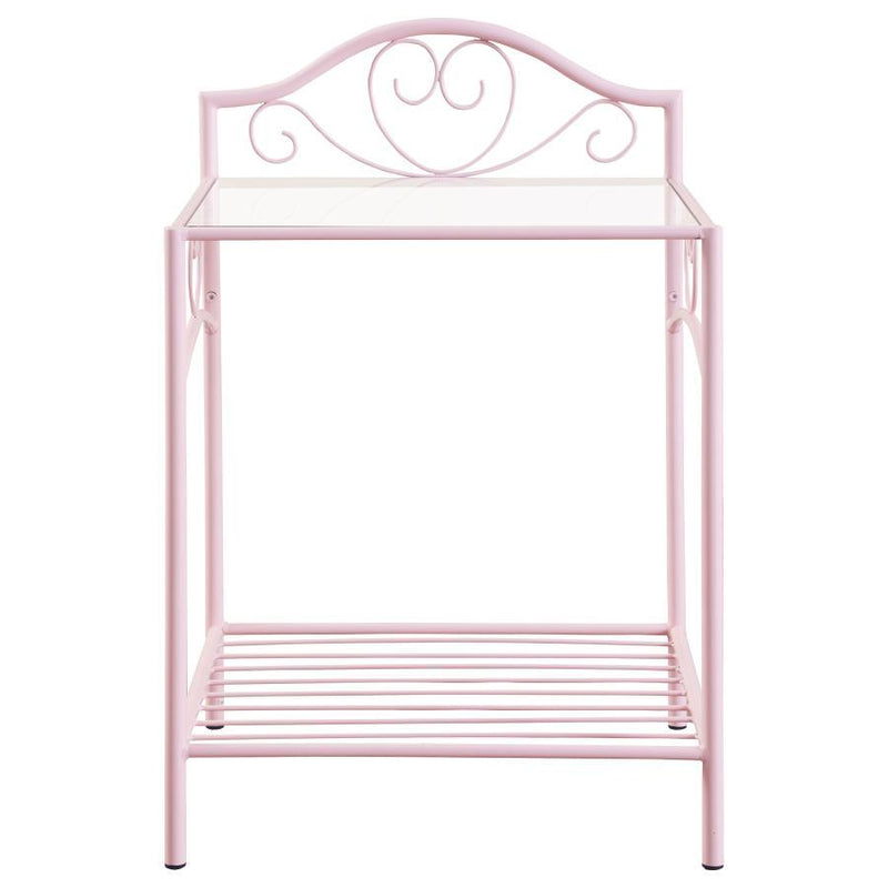 Massi - 1-Shelf Nightstand With Glass Top - Powder Pink