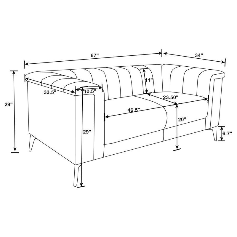 Chalet - Upholstered Tuxedo Arm Tufted Loveseat - Blue