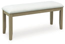 Calmoro - Large Upholstered Dining Room Bench - Off White / Gray