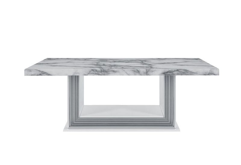 Ylime - Marble Coffee Table - Light Gray / White