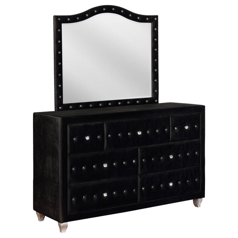 Deanna - 7-Drawer Upholstered Dresser With Mirror