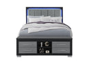 Emma - Queen Bed With LED And USB - Black / Gray