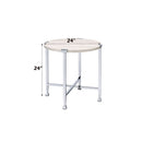 Brecon - End Table - White Oak & Chrome