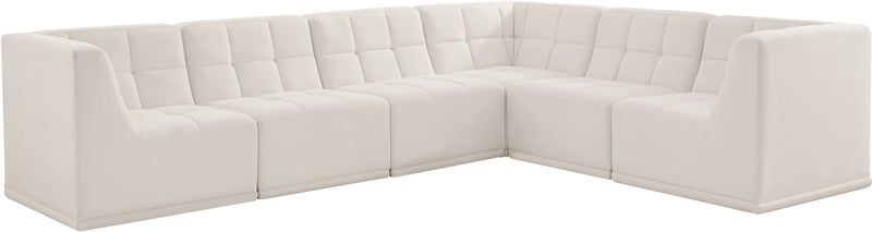 Relax - Modular Sectional 6 Piece - Cream - Fabric