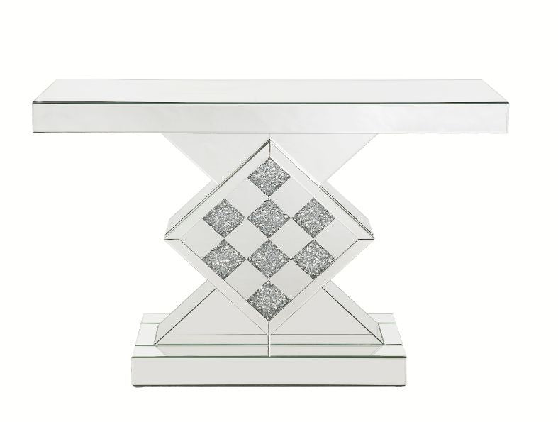 Noralie - 47" X 14" Console Table - Mirrored & Faux Diamonds