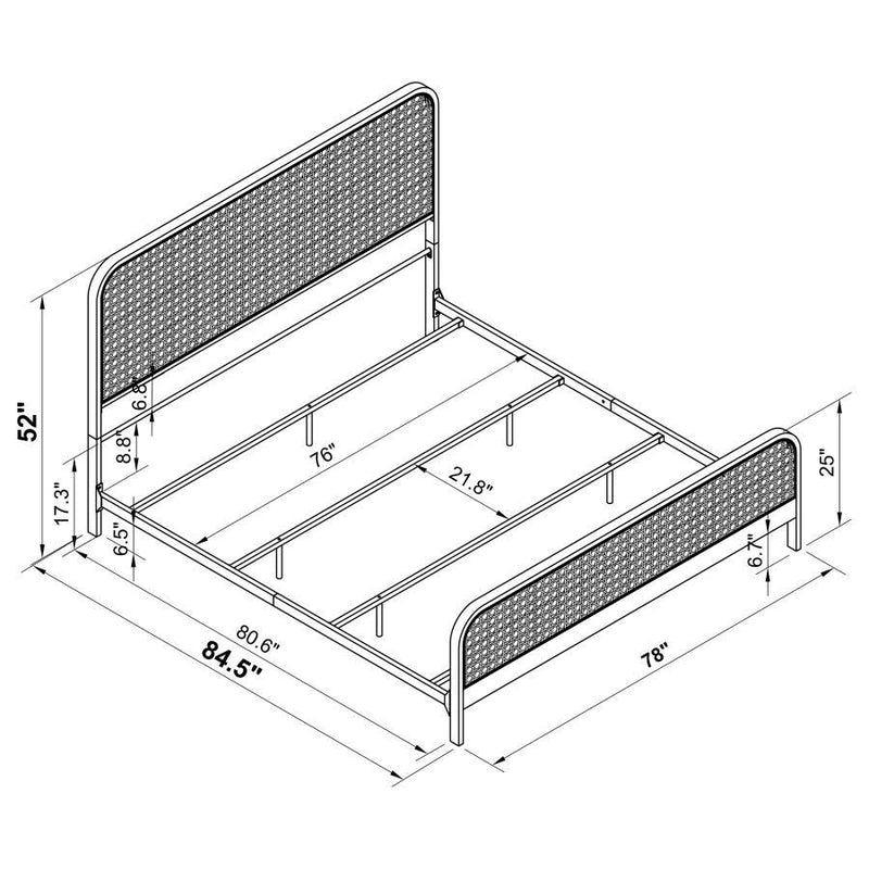 Lanewood - Polyethylene PE Rattan Upholstered Metal Bed