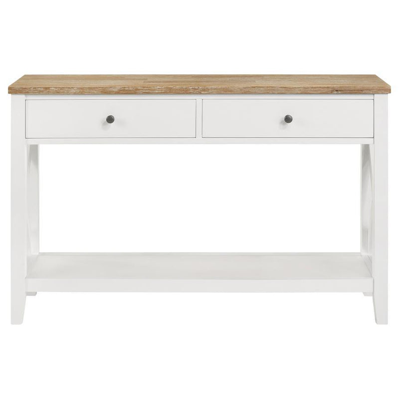 Hollis - 2-Drawer Wood Entryway Console Table - Brown And White