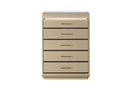 Genesis - 5 Piece Queen Bedroom Set (Bed, Dresser & Mirror, Nightstand, Chest) - Gold