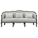 Samael - Sofa With 3 Pillows - Gray Linen & Dark Brown
