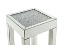 Noralie - 16" Square End Table With Glass Top - Mirrored & Faux Diamonds