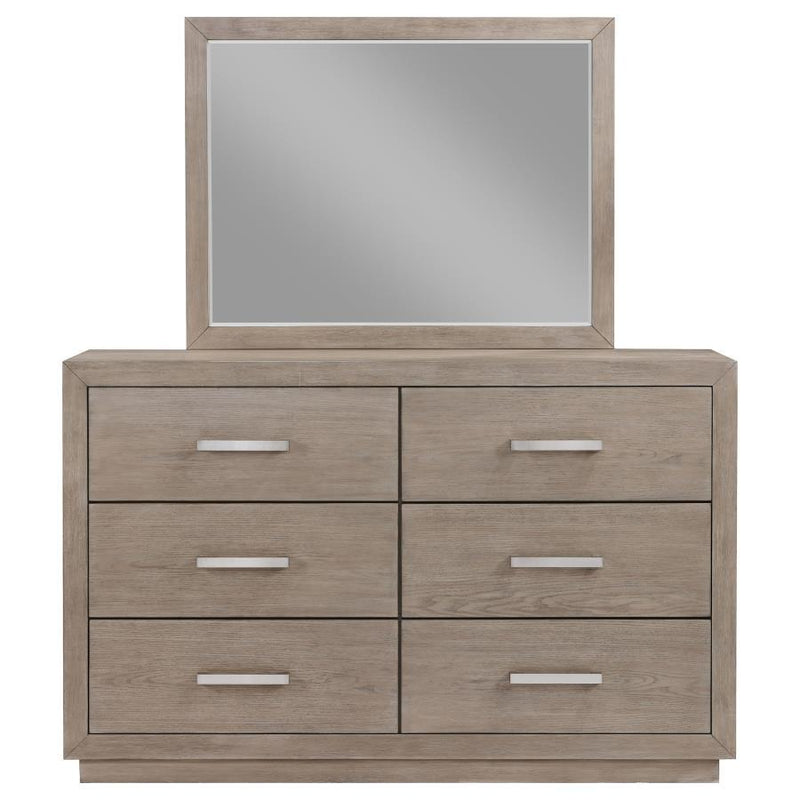 Kenora - 6 Drawers Dresser and Mirror - Barley Brown