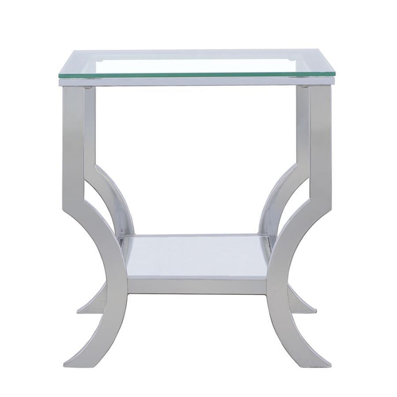 Saide - Square Glass Top Side End Table - Chrome