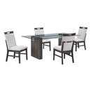 D4238 - 9 Piece Dining Room Set (Dining Table And 8 Dining Chairs) - Clear / Dark Brown / Light Gray