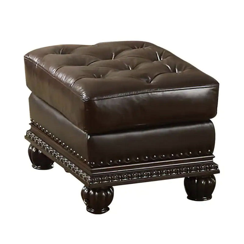 Anondale - Ottoman - Espresso Top Grain Leather Match