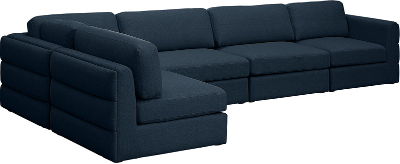 Beckham - Modular Sectional 5 Piece - Navy - Fabric