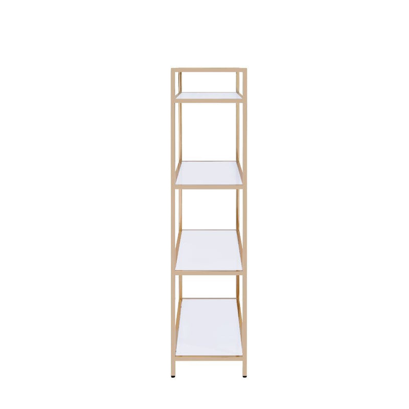 Ottey - Bookshelf - White High Gloss & Gold